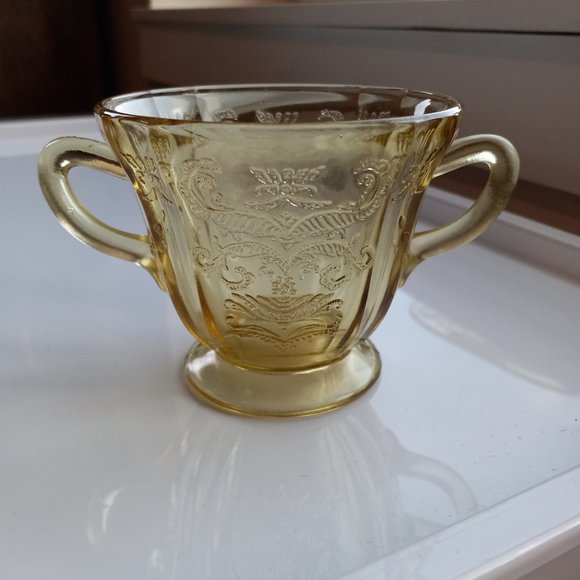 Vintage Federal Glass Recollection Madrid Amber Glass Dinner Plate Sugar Bowl - Picture 11 of 14